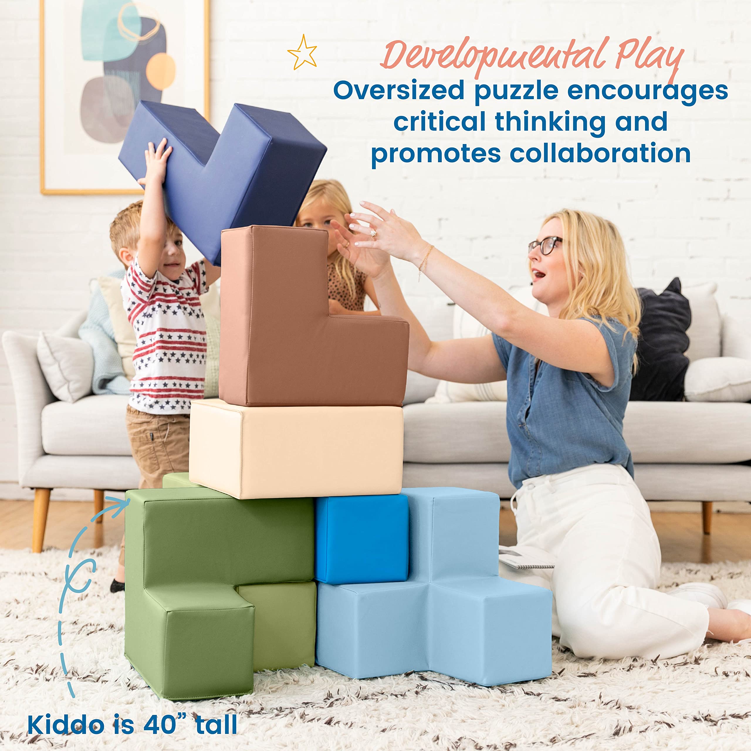 Foto 4 pulgar | Puzle Building Blocks Ecr4kids Softzone Brainy Foam De 7 Piezas - Venta Internacional.