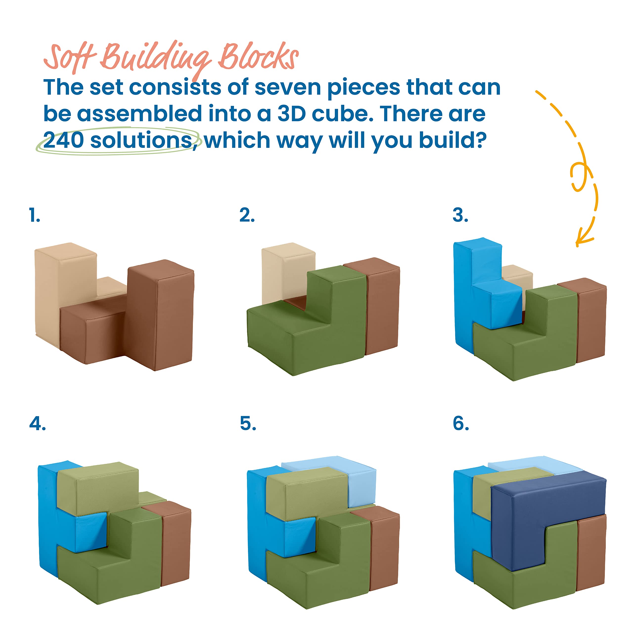 Foto 6 pulgar | Puzle Building Blocks Ecr4kids Softzone Brainy Foam De 7 Piezas - Venta Internacional.