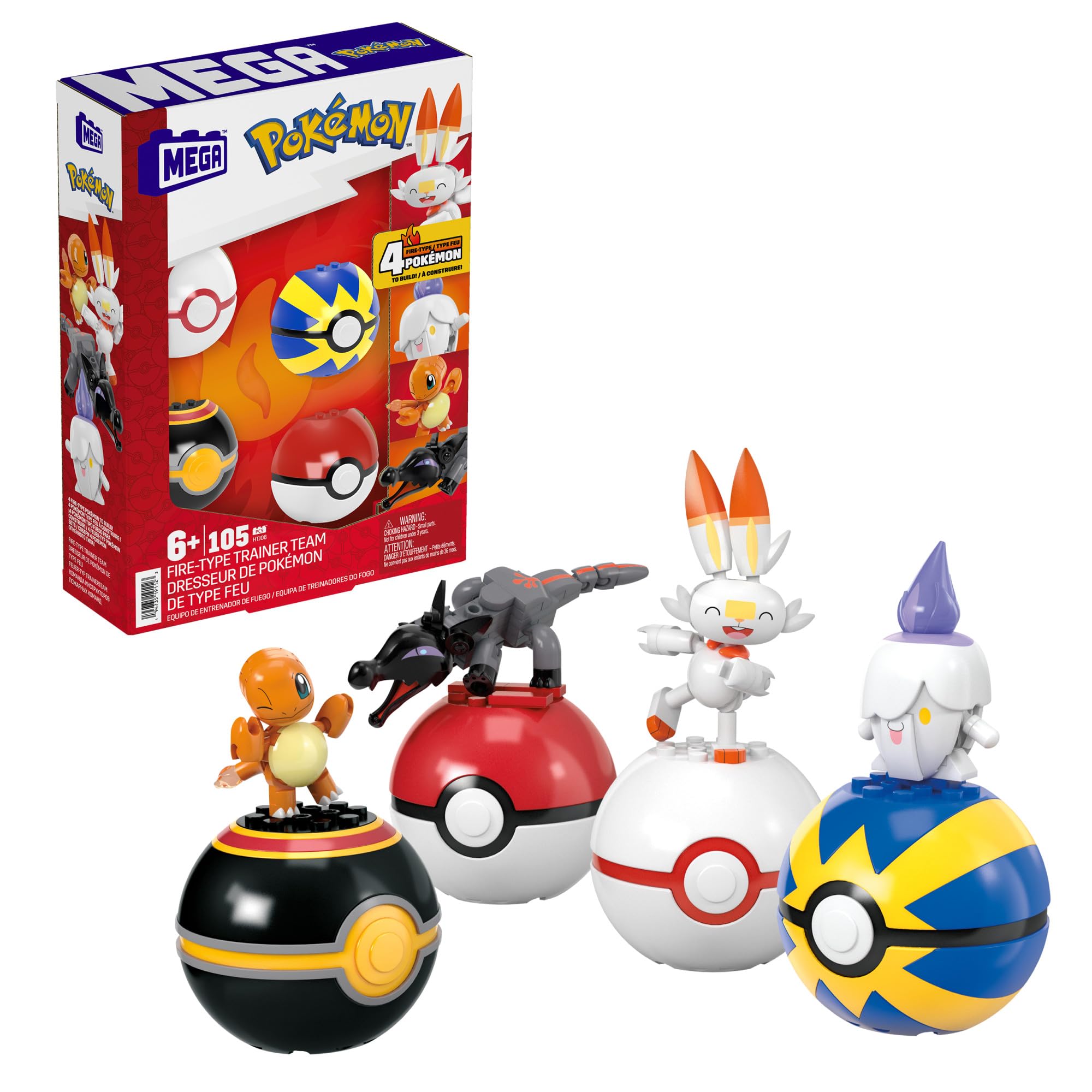 Foto 2 pulgar | Set De Juguetes De Construcción Mega Pokémon Fire-type Con 105 Piezas Para Niños - Venta Internacional.