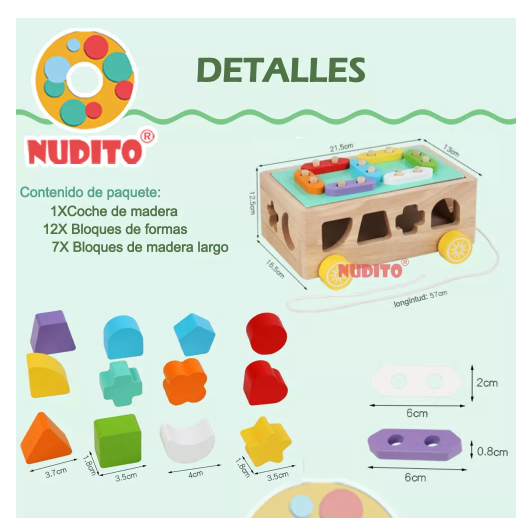 Foto 5 pulgar | Juguete Educativo Wünd Apilable Tirar Empujar Madera Forma Niños