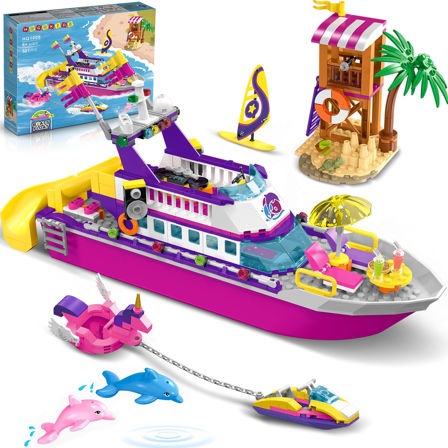 Set De Construcción Hogokids, Barco De Crucero Flotante Con Led, 501 Unidades - Venta Internacional.