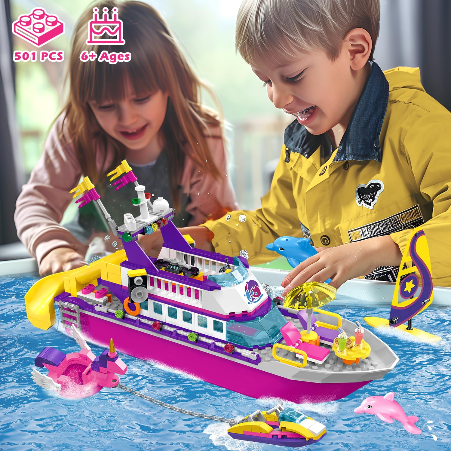 Foto 2 | Set De Construcción Hogokids, Barco De Crucero Flotante Con Led, 501 Unidades - Venta Internacional.