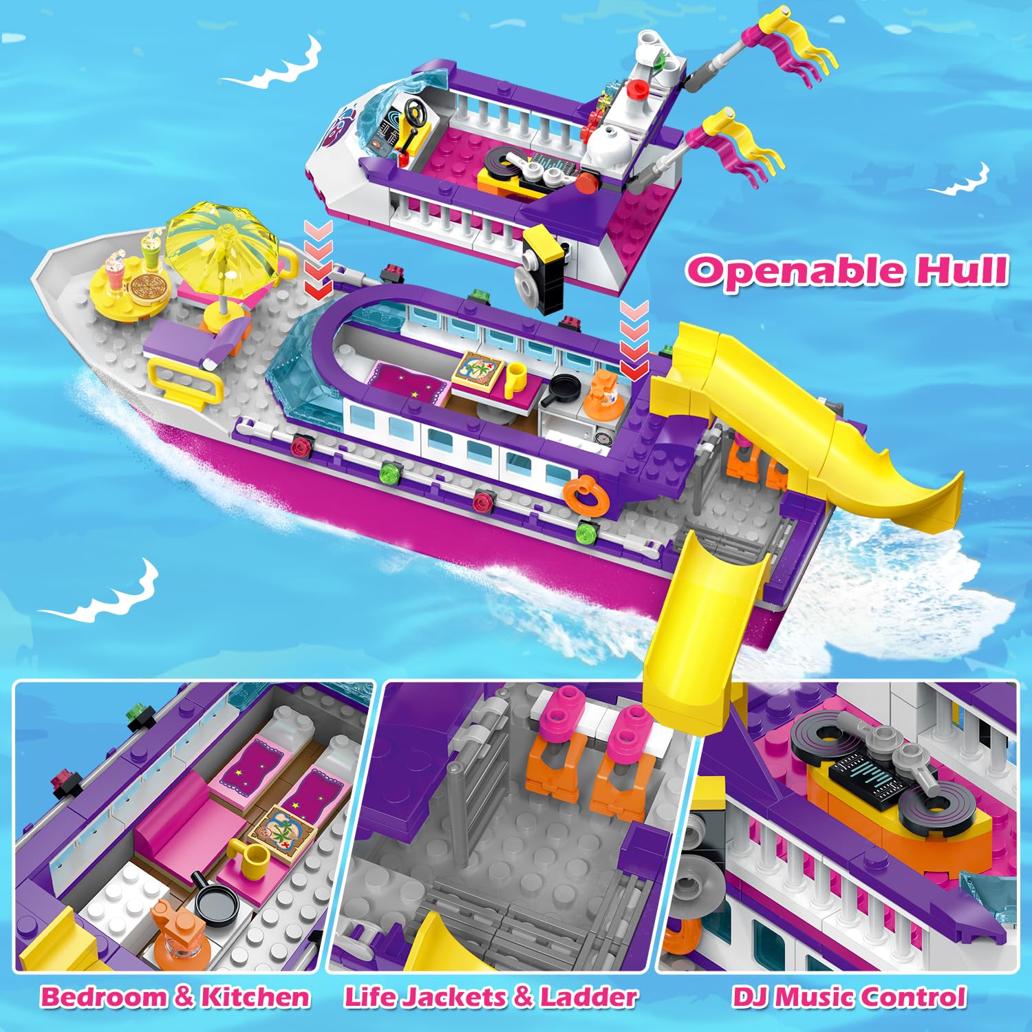 Foto 5 | Set De Construcción Hogokids, Barco De Crucero Flotante Con Led, 501 Unidades - Venta Internacional.