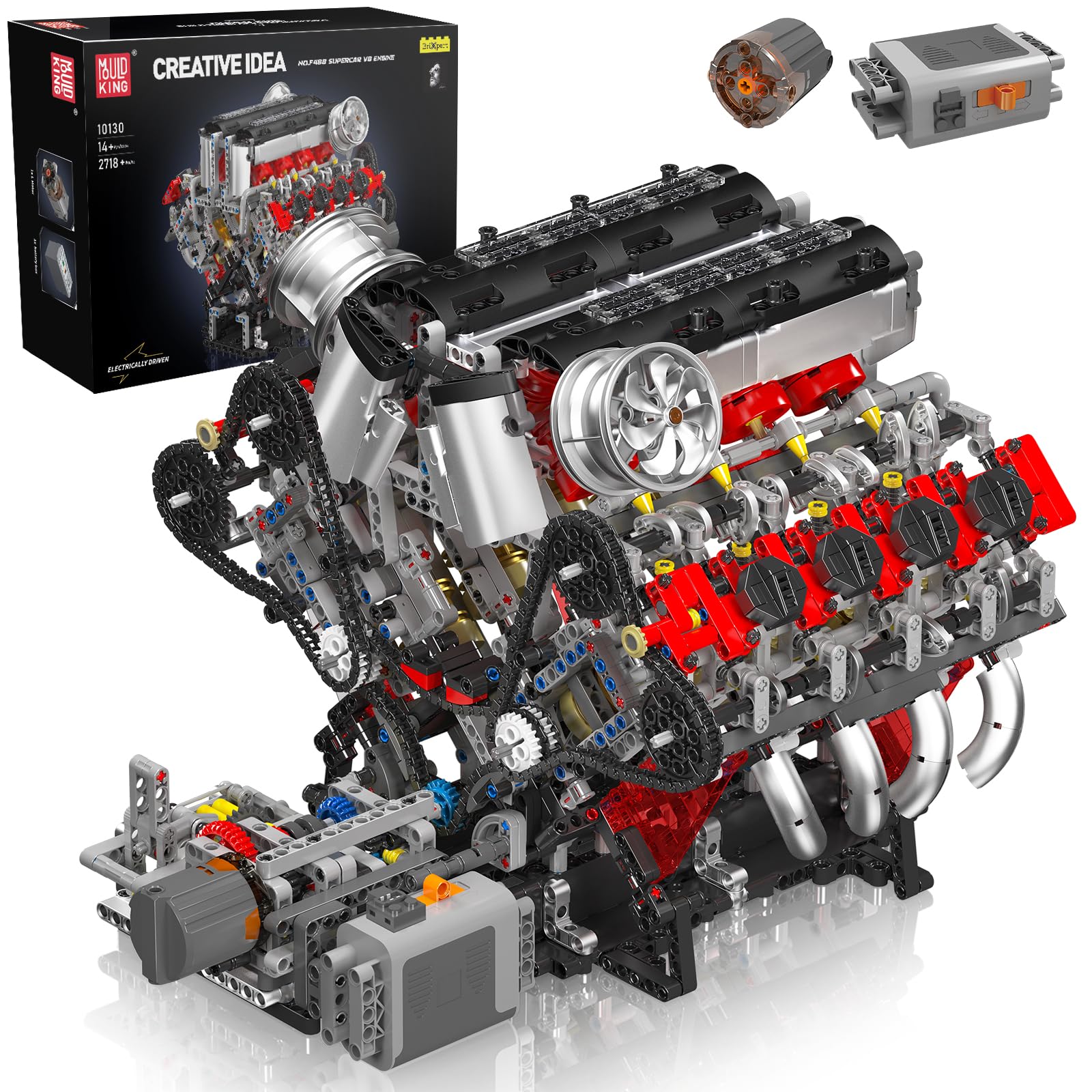 Kit De Motor Modelo Mould King 10130 V8 Con Motor Biturbo De 3.9 L - Venta Internacional.