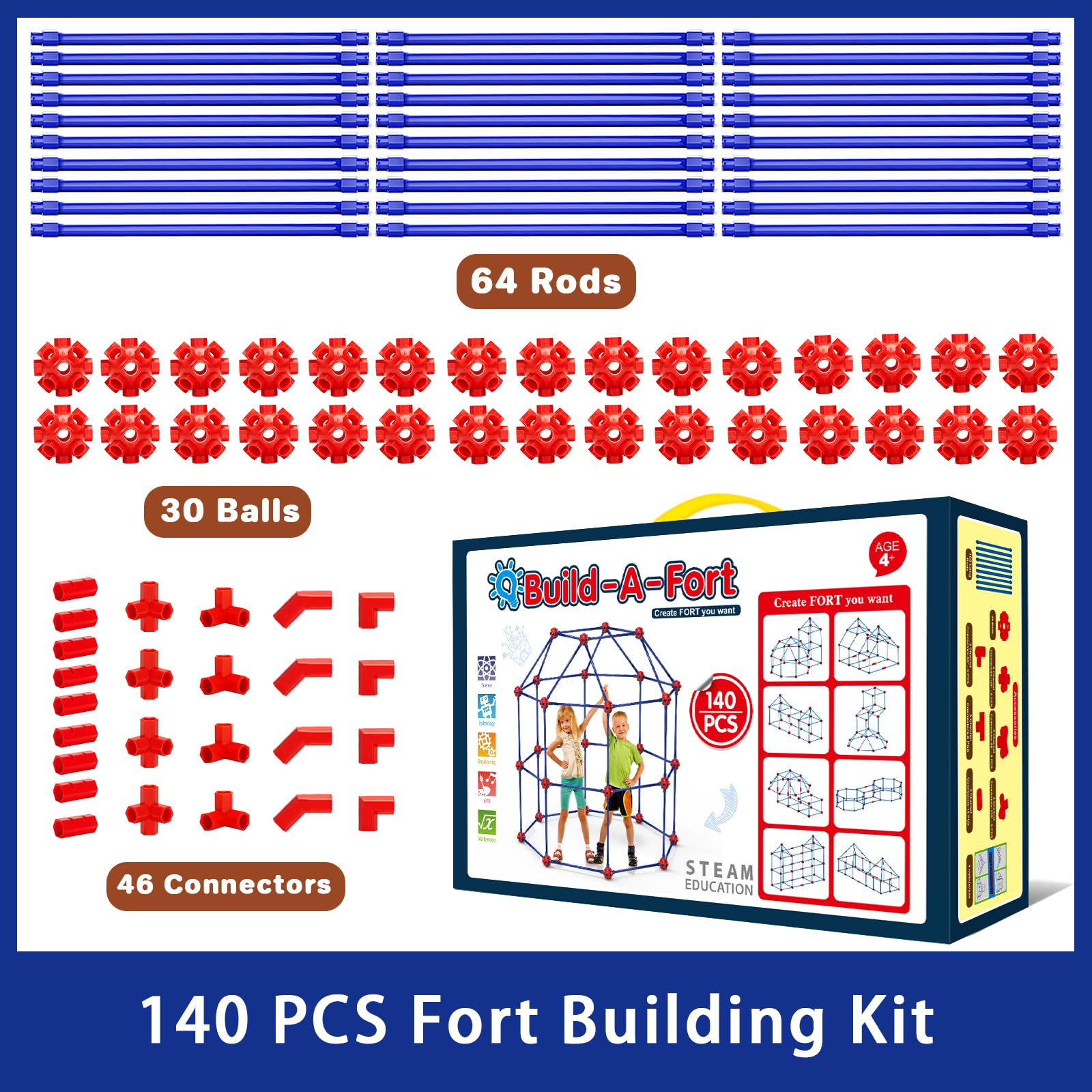 Foto 5 pulgar | Kit De Construcción Fort V-opitos Con 140 Piezas Para Niños De 4 A 12 Años - Venta Internacional.