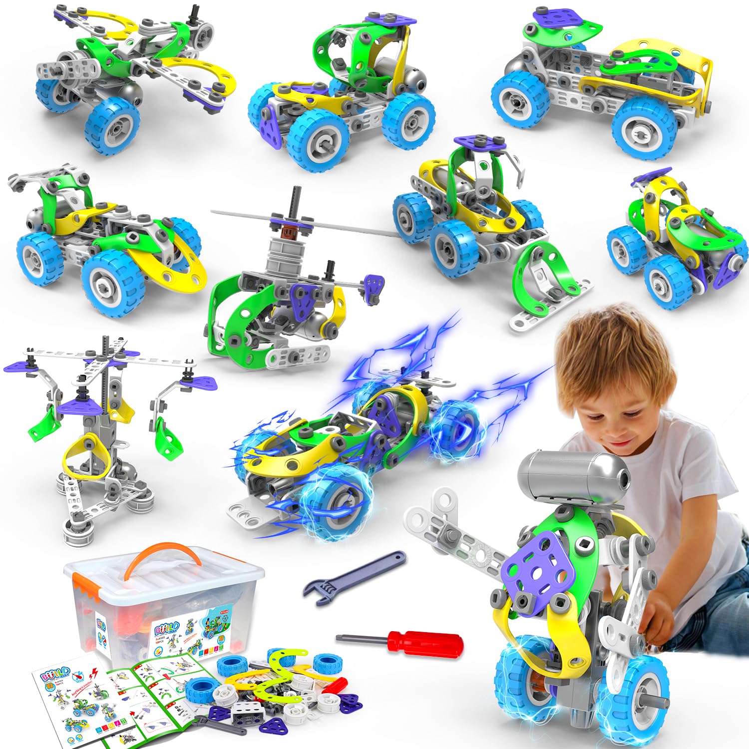 Edificio Eléctrico 10 En 1 De Stem Toys Tsomtto, 109 Piezas, 5 A 8 Años - Venta Internacional.