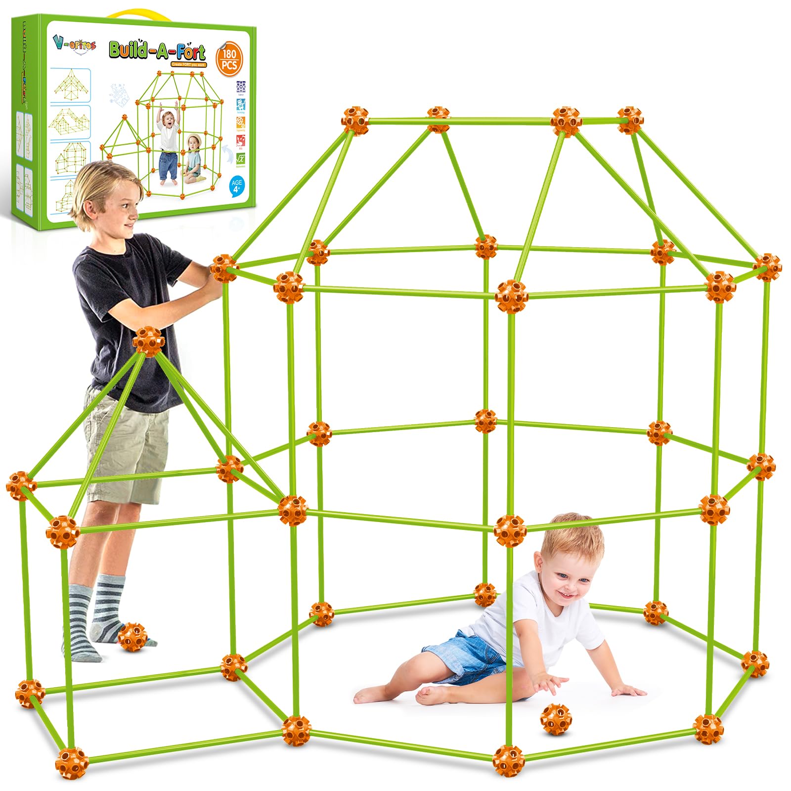 Kit De Construcción Fort V-opitos 180 Piezas Para Niños Mayores De 4 Años Con Guía - Venta Internacional.