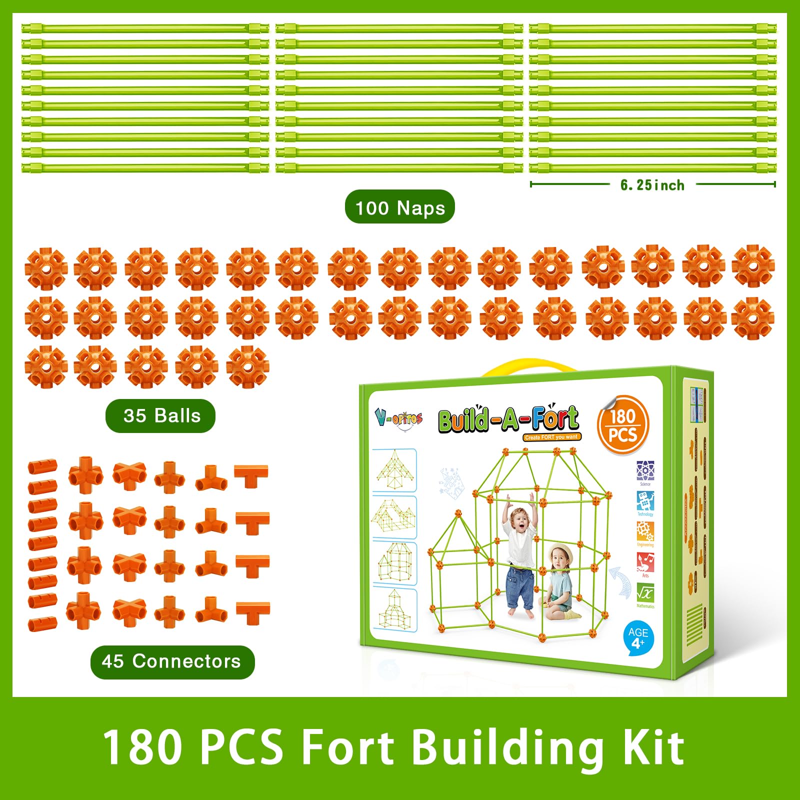 Foto 4 | Kit De Construcción Fort V-opitos 180 Piezas Para Niños Mayores De 4 Años Con Guía - Venta Internacional.