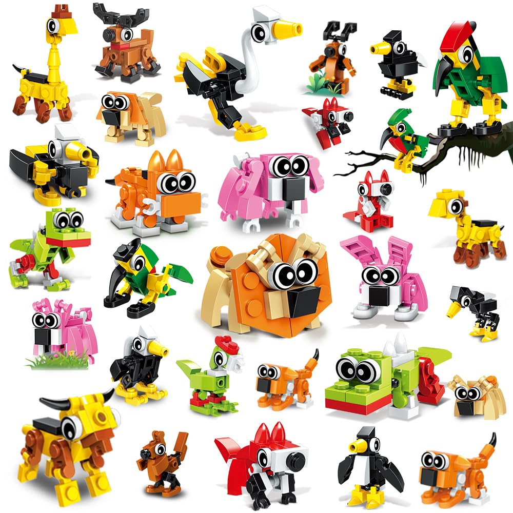 Bloque De Construcción Hogokids Party Favors, 20 Unidades Con 30 Animales - Venta Internacional.