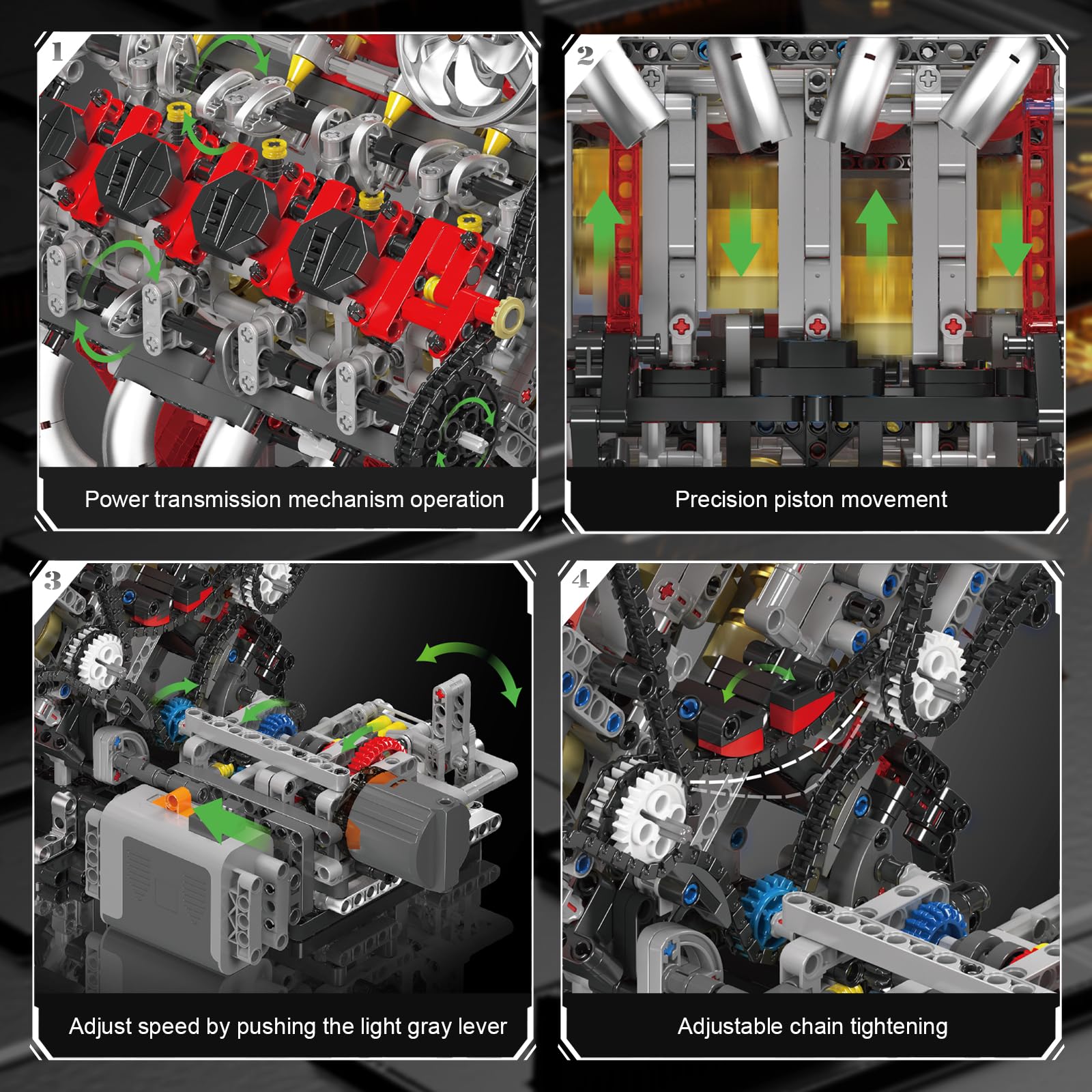 Foto 4 | Juego De Bloques De Construcción Mould King, Kit De Maquetas De Motor V8, 2718 Unidades - Venta Internacional.