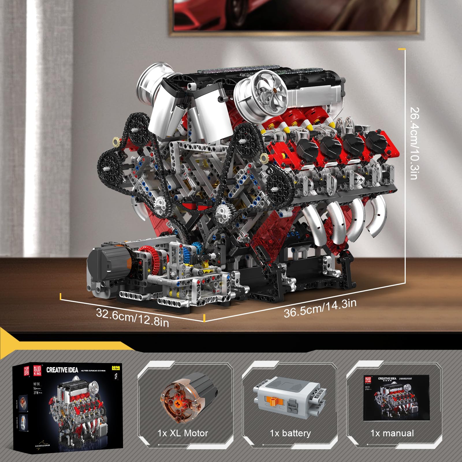 Foto 6 | Juego De Bloques De Construcción Mould King, Kit De Maquetas De Motor V8, 2718 Unidades - Venta Internacional.