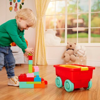 Foto 2 | Juego De Ladrillos Building Blocks Battat De 47 Piezas Con Vagón De Constructor Rojo - Venta Internacional.