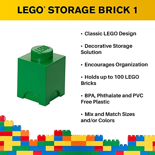 Foto 5 pulgar | Caja De Almacenamiento Room Copenhagen Lego Storage Brick 1, Color Verde Oscuro - Venta Internacional.