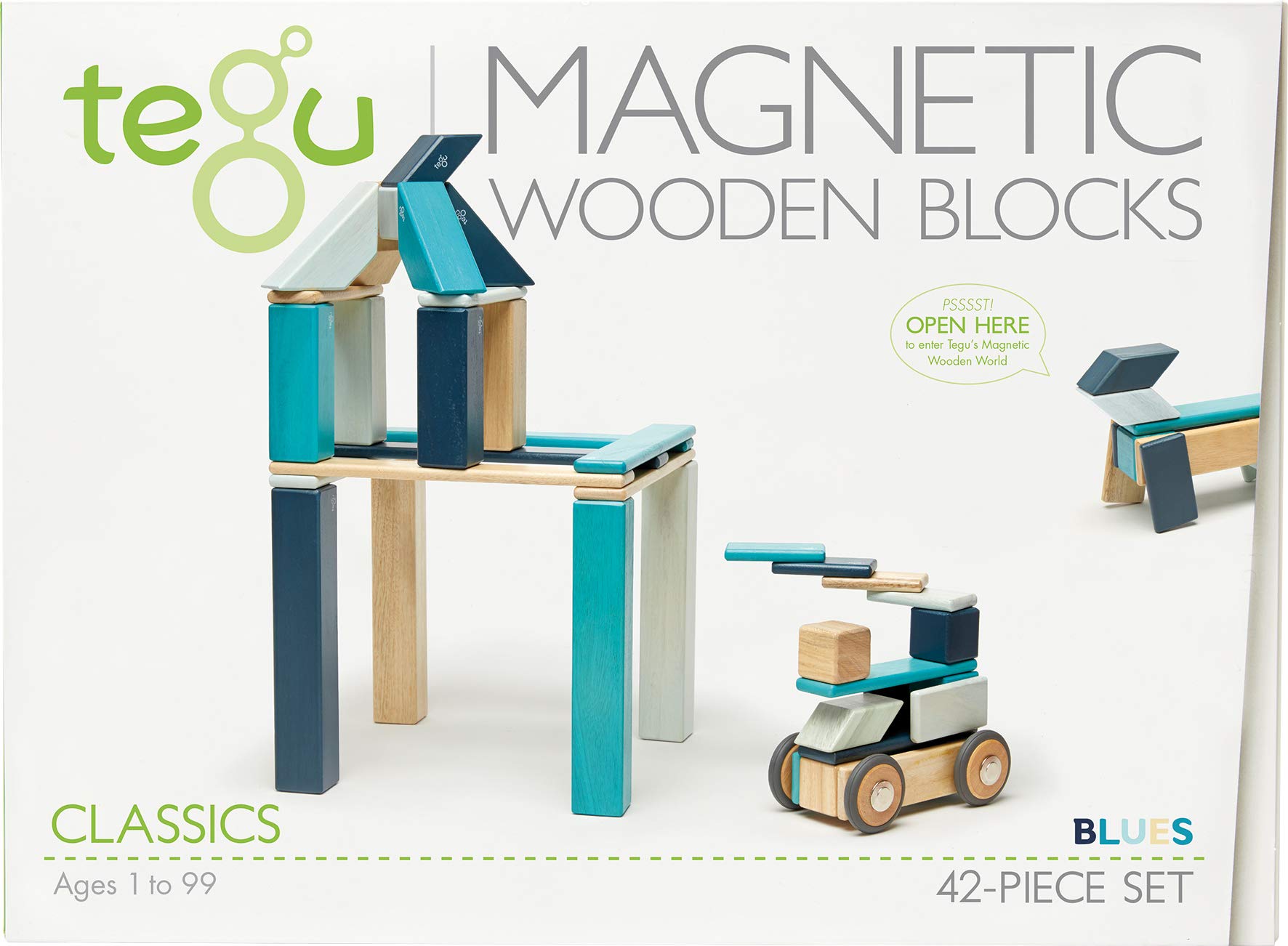 Foto 2 pulgar | Juego De Bloques Magnéticos De Madera Tegu 42 Piezas, Azules, De 1 A 99 Años - Venta Internacional.