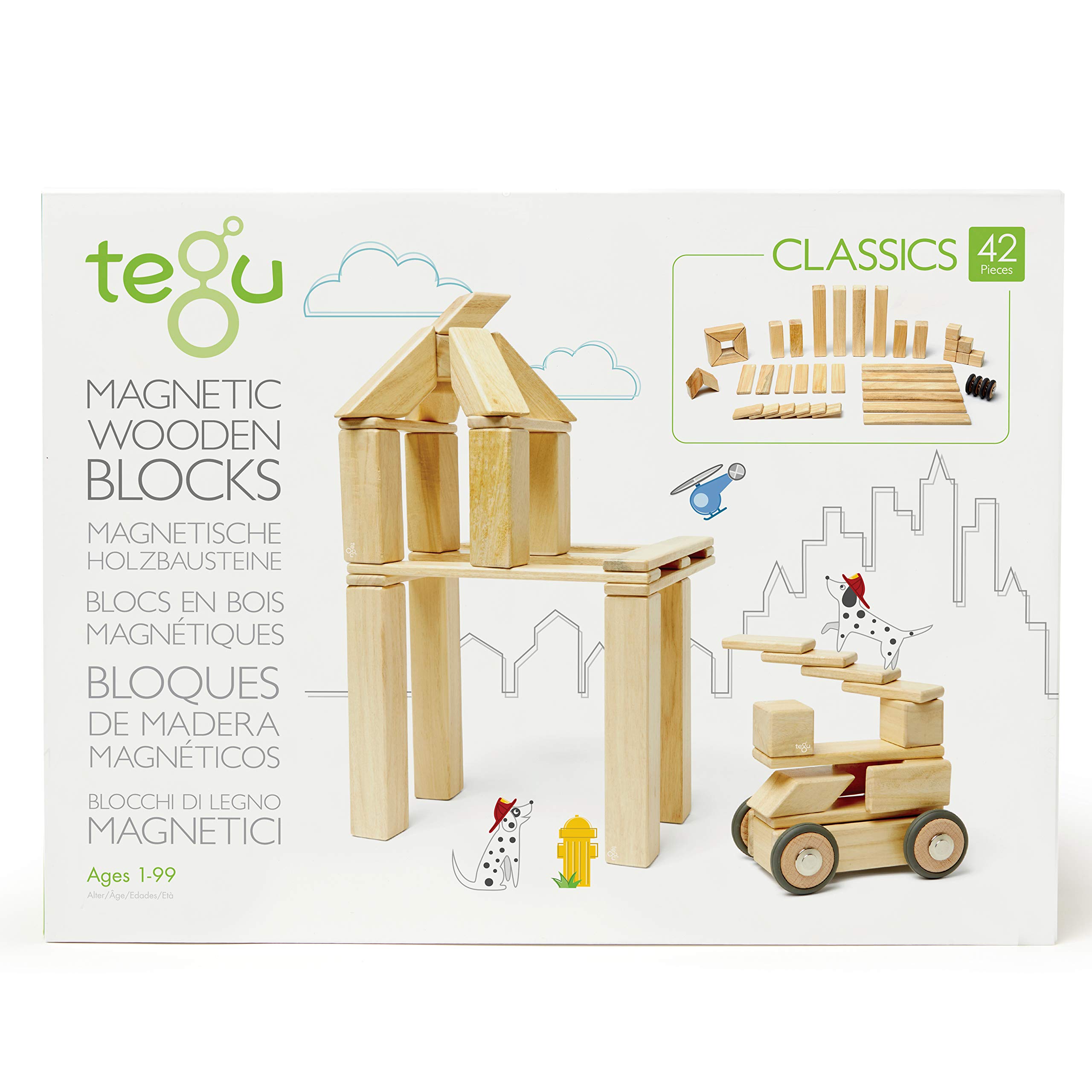 Juego De Bloques Magnéticos De Madera Tegu, 42 Piezas, Naturales, De 1 A 99 Años - Venta Internacional.