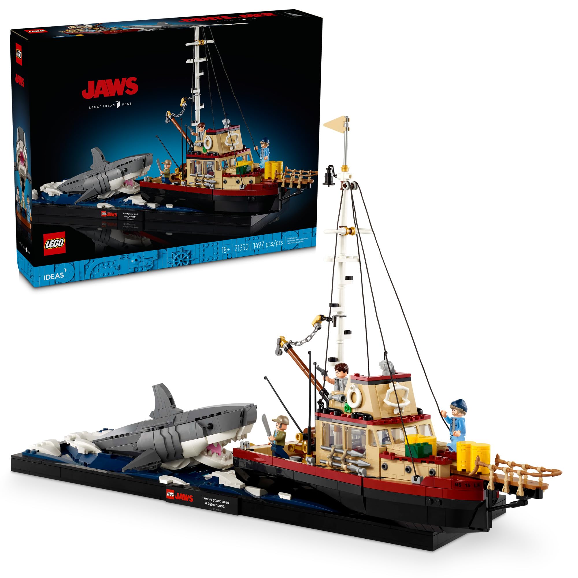 Foto 2 pulgar | Juego De Dioramas Lego Ideas Jaws Con Barco Orca Y Minifiguras - Venta Internacional.