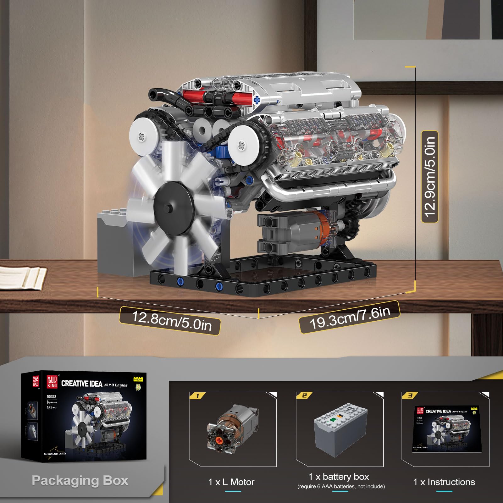 Foto 6 | Kit De Modelos De Motor Mould King 10088 V8 535 Piezas Con Motor L - Venta Internacional.