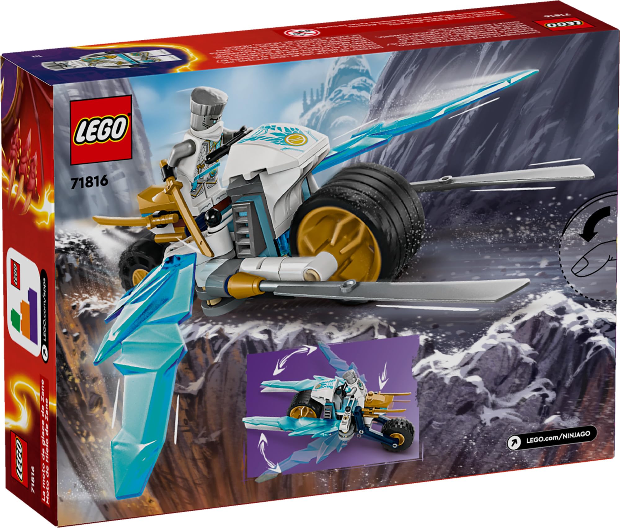 Foto 7 pulgar | Motocicleta De Hielo Lego Ninjago De Zane Con 1 Minifigura De Más De 7 Años - Venta Internacional.