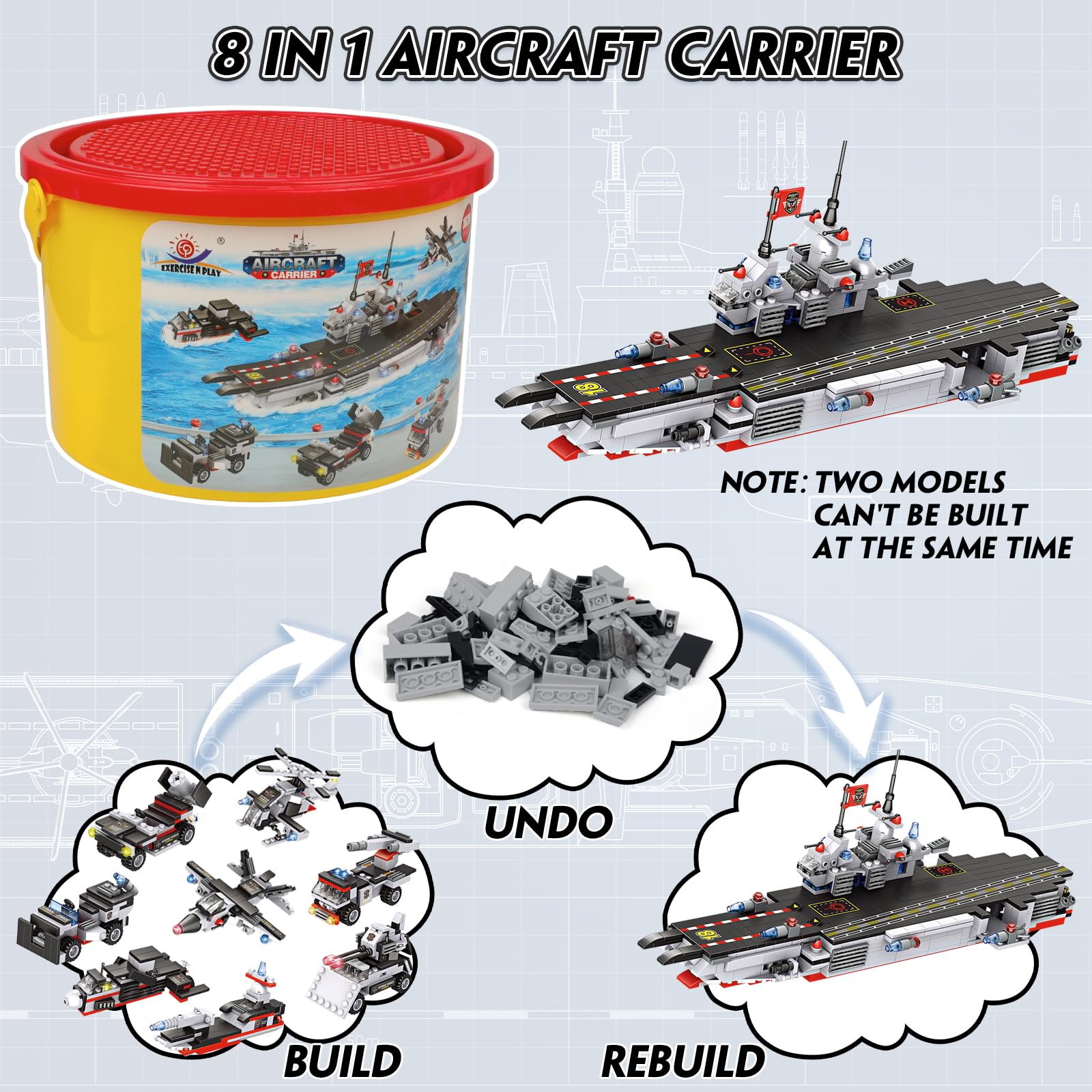 Foto 5 | Set De Bloques De Construcción Ep Exercise N Play Aircraft Carrier - Venta Internacional.