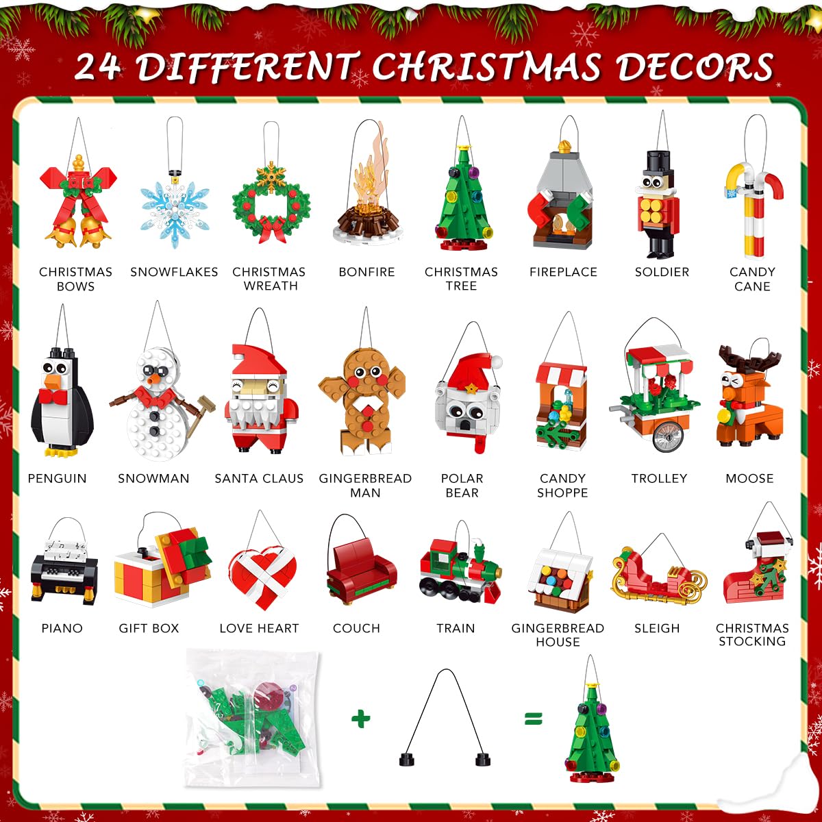 Foto 4 | Set De Decoración Navideña Para Construcción Hogokids Con 24 Paquetes - Venta Internacional.