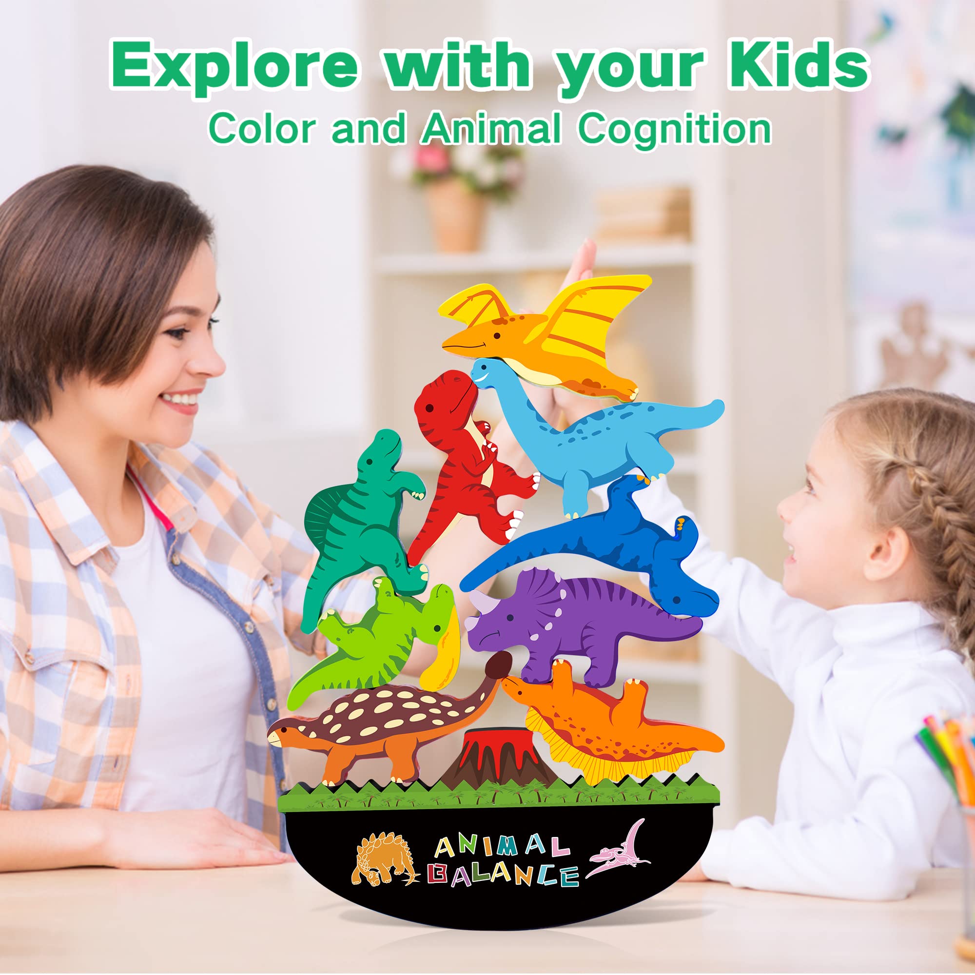 Foto 4 pulgar | Juguetes De Madera Apilables Con Forma De Dinosaurio Fftroc Montessori Para Niños De 2 A 4 Años - Venta Internacional.