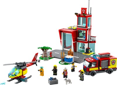 Foto 2 | Set De Juguetes Lego City Fire Station 60320 Con Garaje, Helicóptero Y Camión De Bomberos - Venta Internacional.