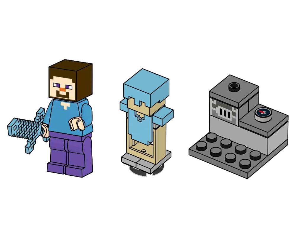 Foto 4 pulgar | Minifigura Lego Minecraft Steve Con Horno Y Armadura De Diamante - Venta Internacional.