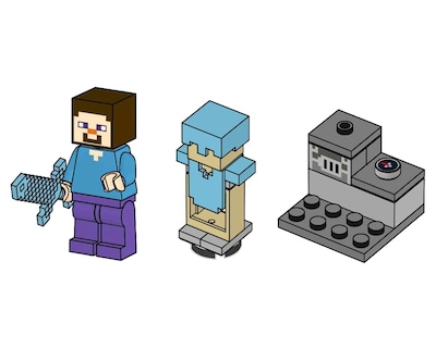 Foto 3 | Minifigura Lego Minecraft Steve Con Horno Y Armadura De Diamante - Venta Internacional.