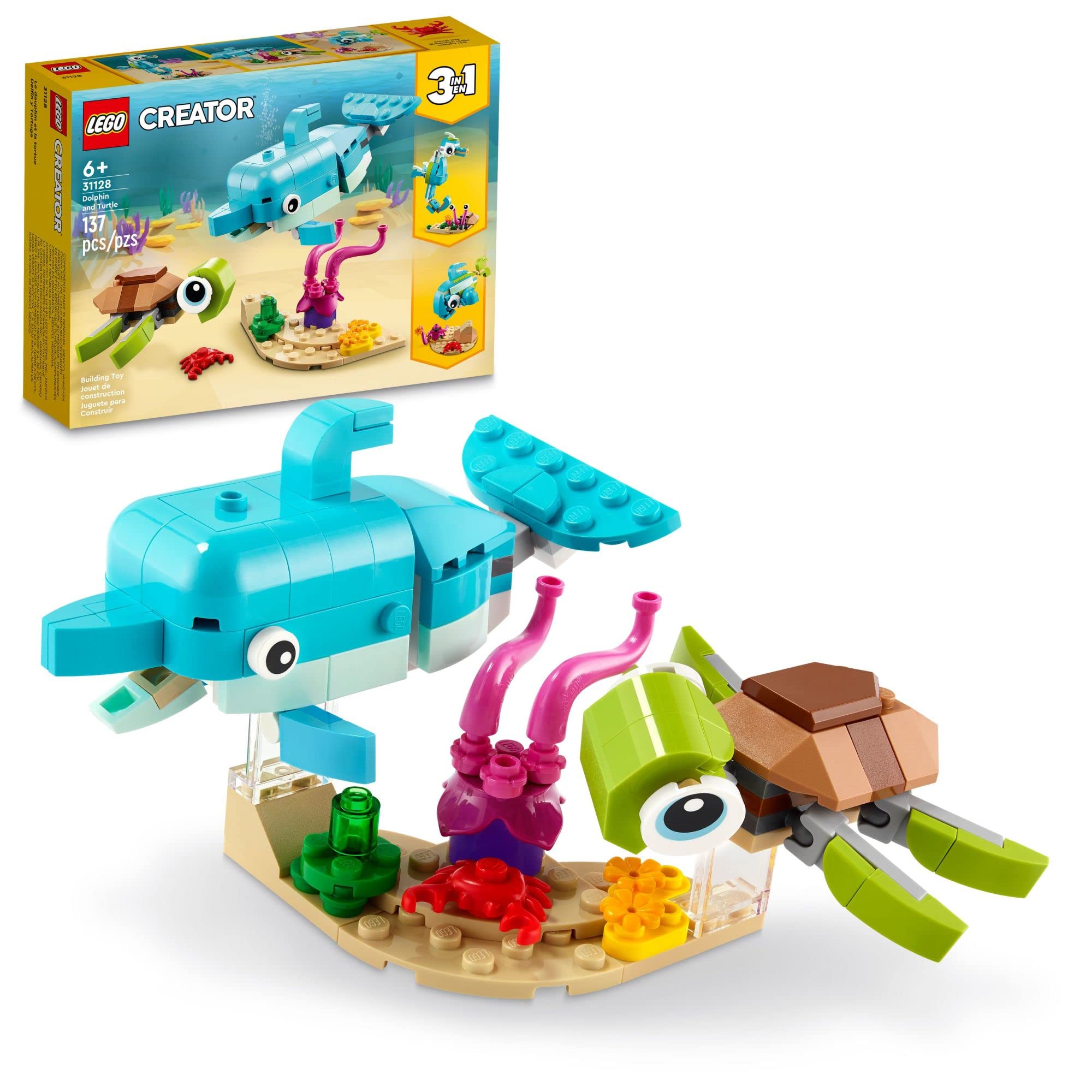 Set De Construcción De Juguetes Lego Creator 3 En 1 Con Delfines Y Tortugas - Venta Internacional.