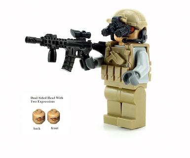 Foto 2 | Minifigura Battle Brick Tan Army Soldier Con Accesorios - Venta Internacional.