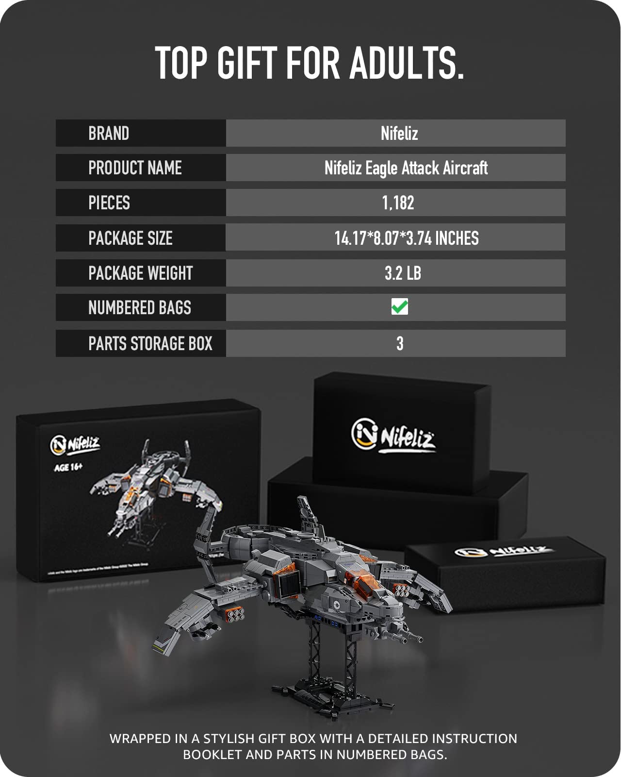 Foto 6 pulgar | Set De Construcción Nifeliz Eagle Attack Aircraft Fighter 1182 Piezas - Venta Internacional.
