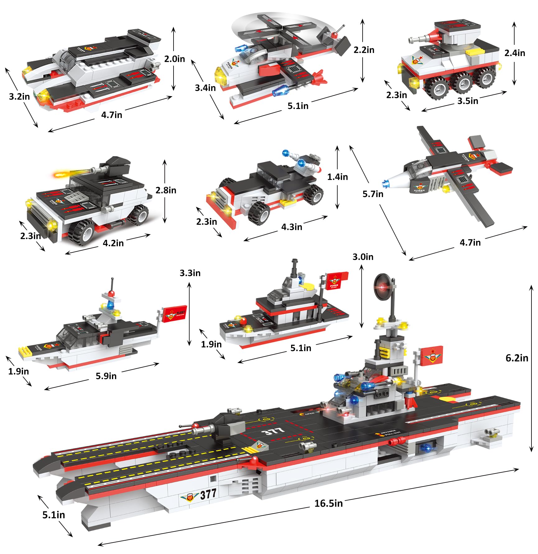 Foto 7 | Set De Bloques De Construcción Para Portaaviones 8 En 1 Con Tanque Y Más - Venta Internacional.