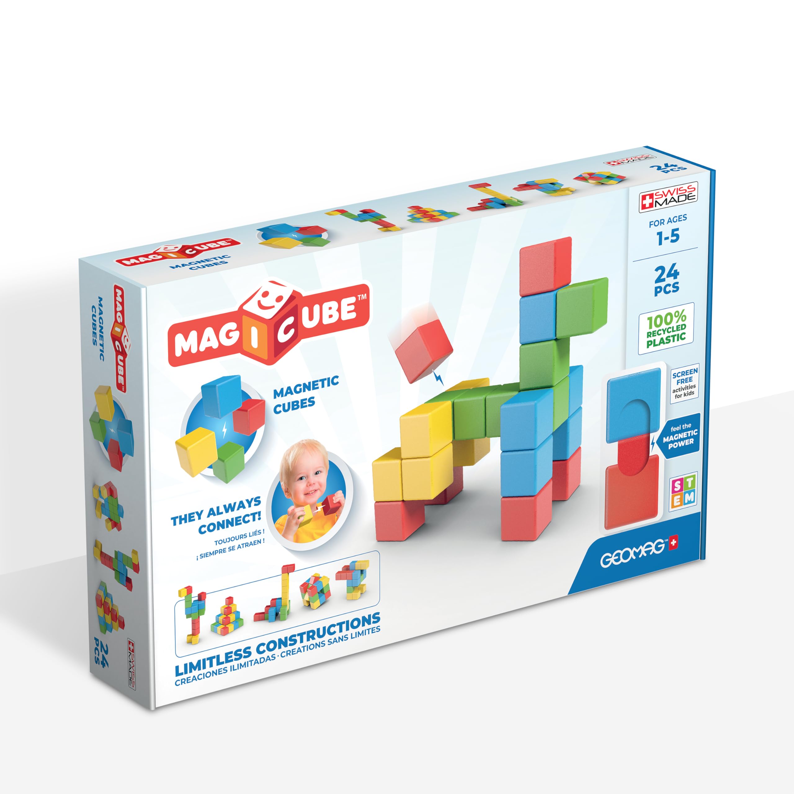 Foto 1 | Bloques De Construcción Magnéticos Geomag Magicube De 4 Cm Fabricados En Suiza - Venta Internacional.
