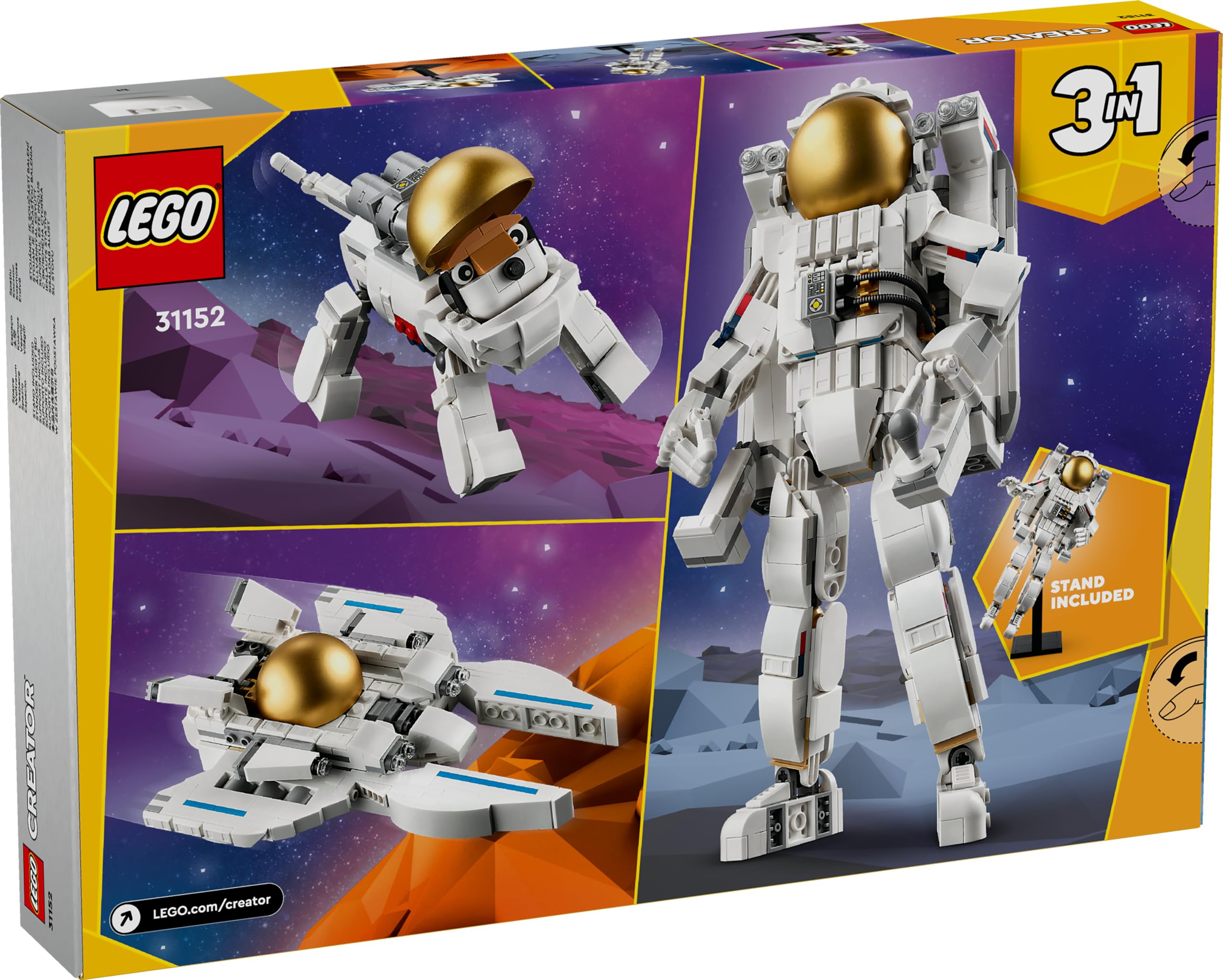 Foto 6 | Astronauta 3 En 1 De Juguete Lego Creator En El Espacio Con Space Dog Y Jet - Venta Internacional.