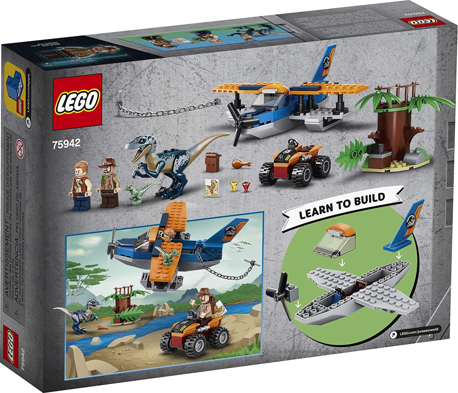 Foto 3 pulgar | Juguete Lego Jurassic World Velociraptor Biplane Rescue 75942 - Venta Internacional