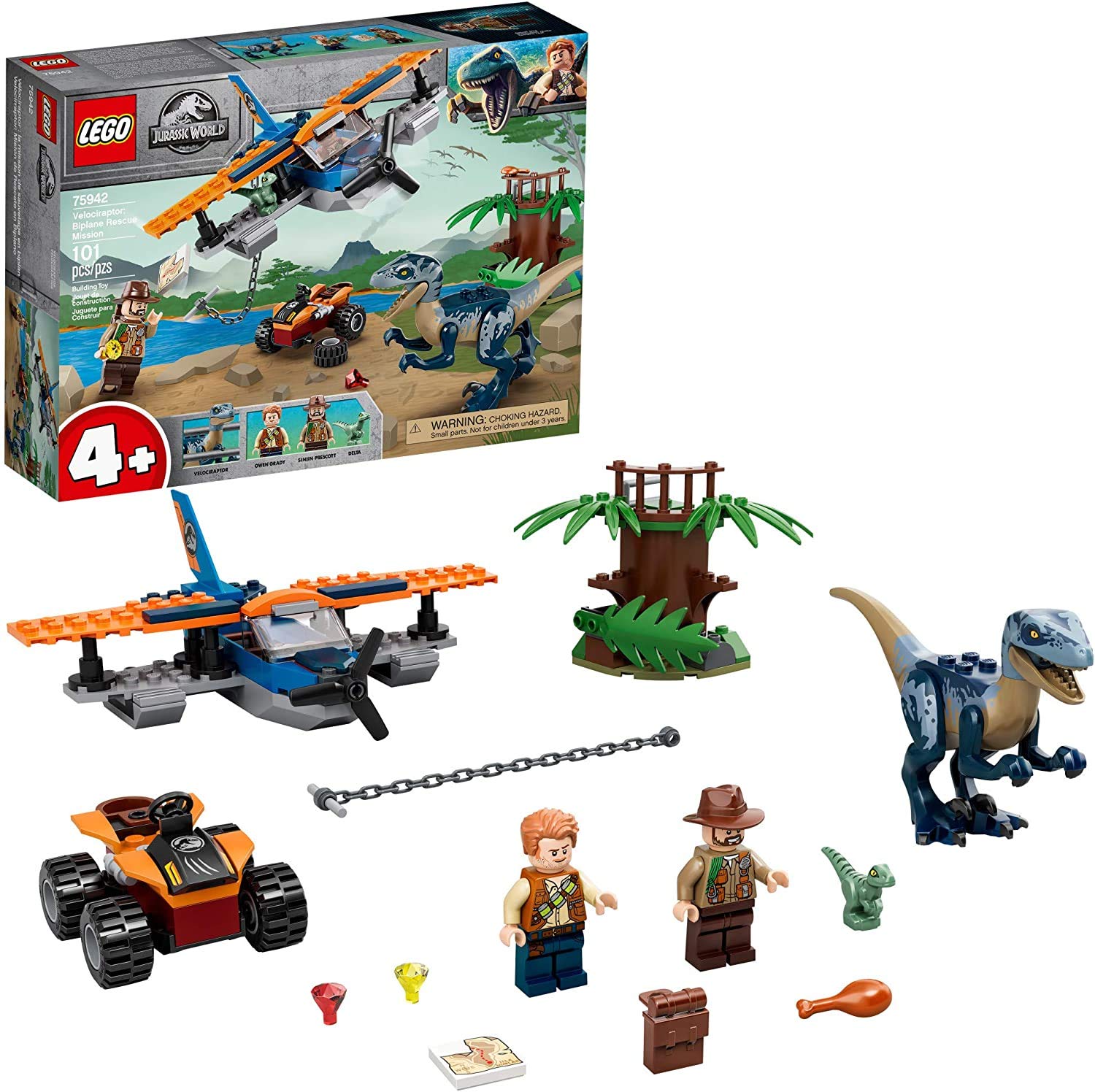 Foto 4 pulgar | Juguete Lego Jurassic World Velociraptor Biplane Rescue 75942 - Venta Internacional