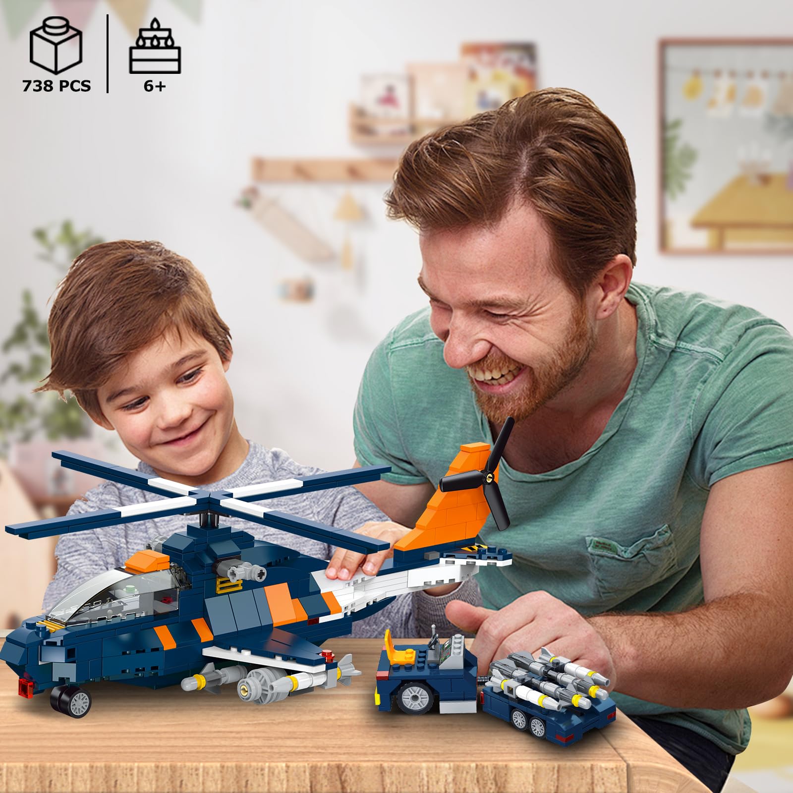 Foto 8 pulgar | Set De Construcción Hogokids, Avión De Combate 3 En 1, 738pcs, Más De 8 Años - Venta Internacional.