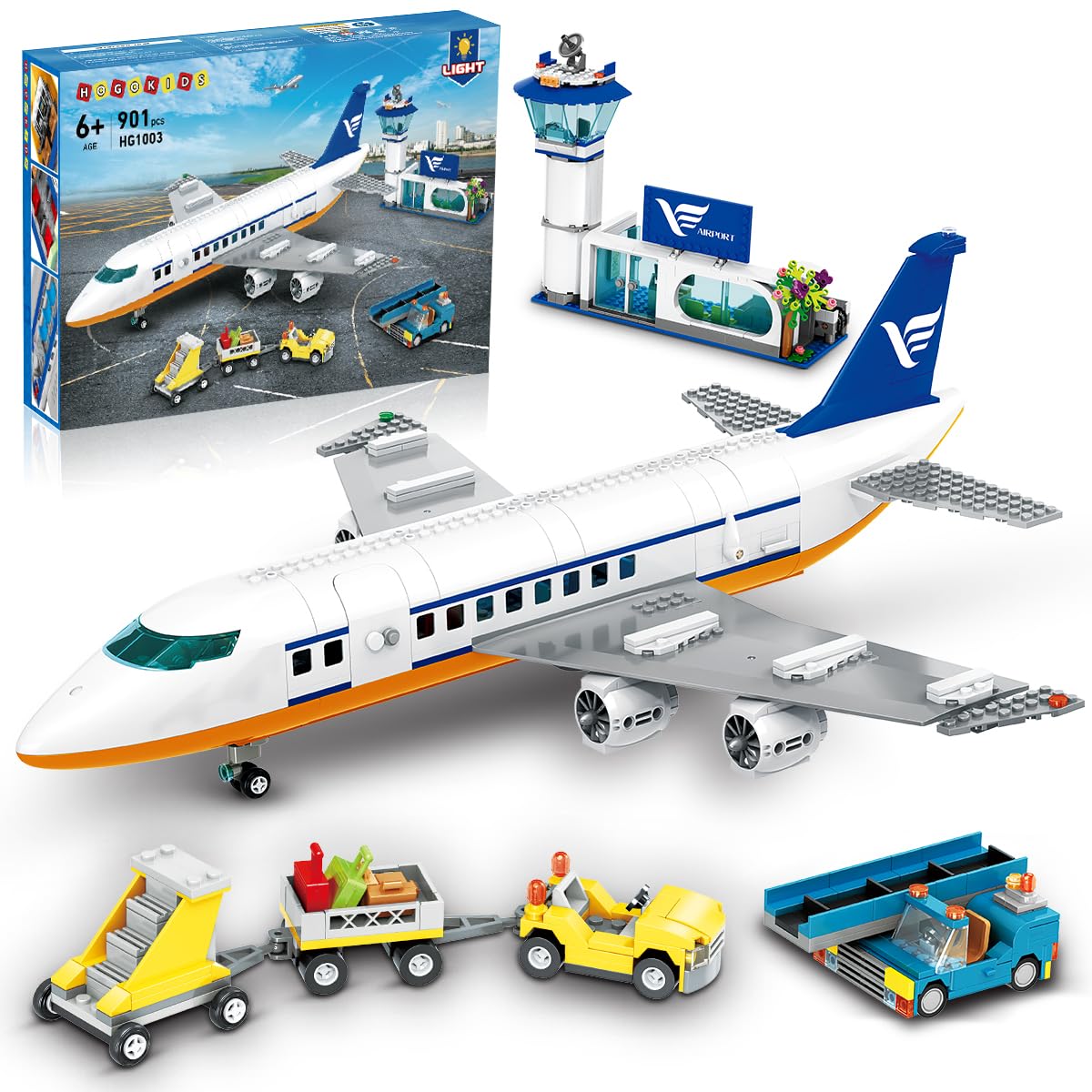 Foto 1 | Set de Construcción Hogokids City Passenger Airplane con Led 901 Unidades - Venta Internacional