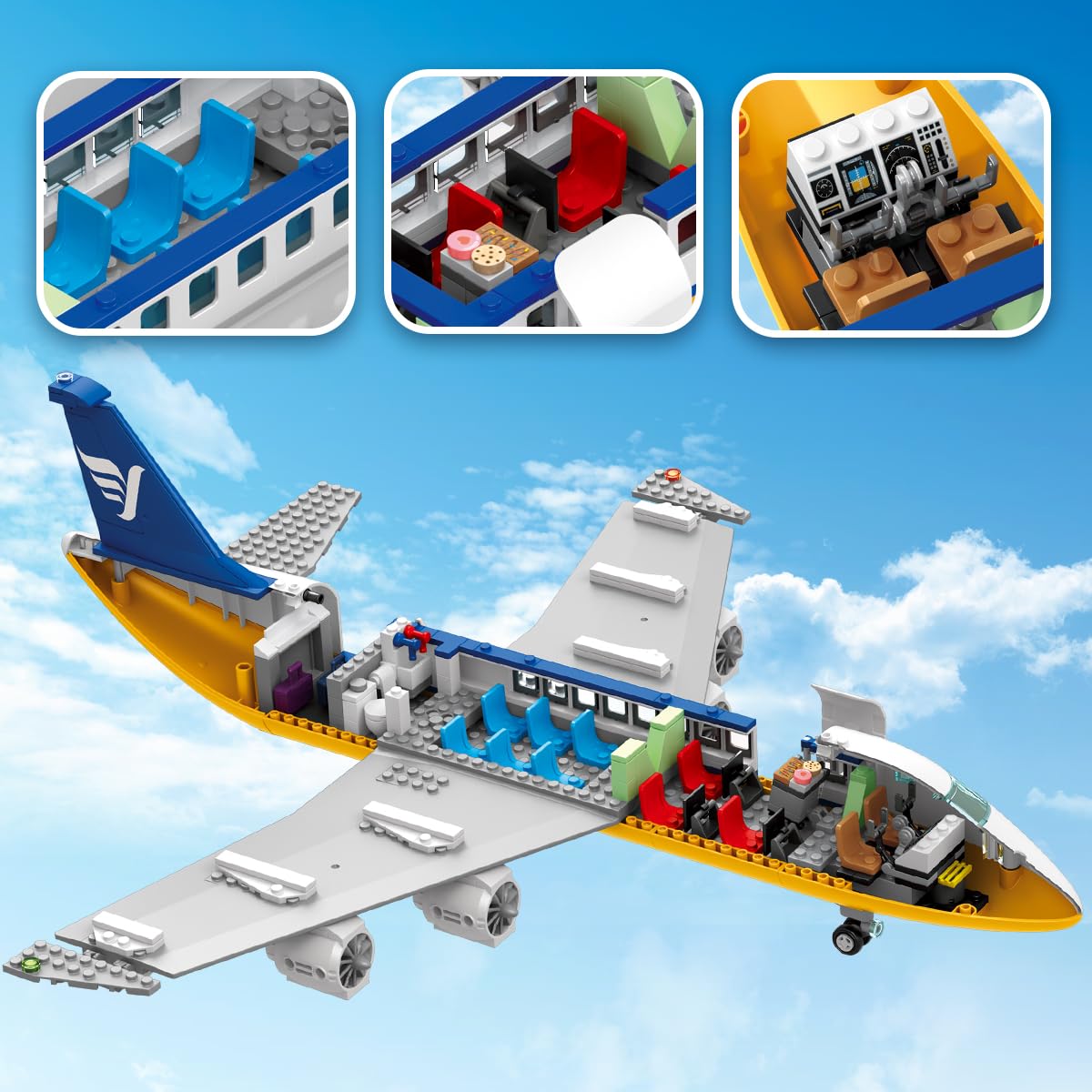 Foto 4 | Set de Construcción Hogokids City Passenger Airplane con Led 901 Unidades - Venta Internacional