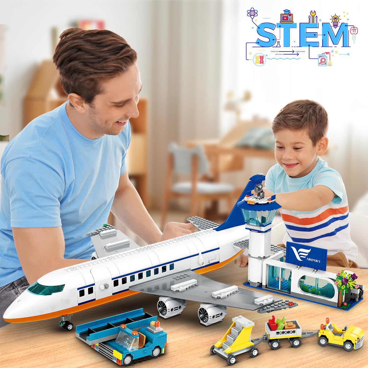 Foto 6 | Set de Construcción Hogokids City Passenger Airplane con Led 901 Unidades - Venta Internacional