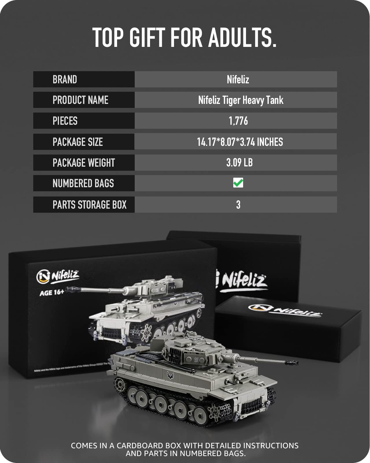 Foto 6 pulgar | Set de Construcción Nifeliz Tiger Heavy Tank 1776 Piezas - Venta Internacional
