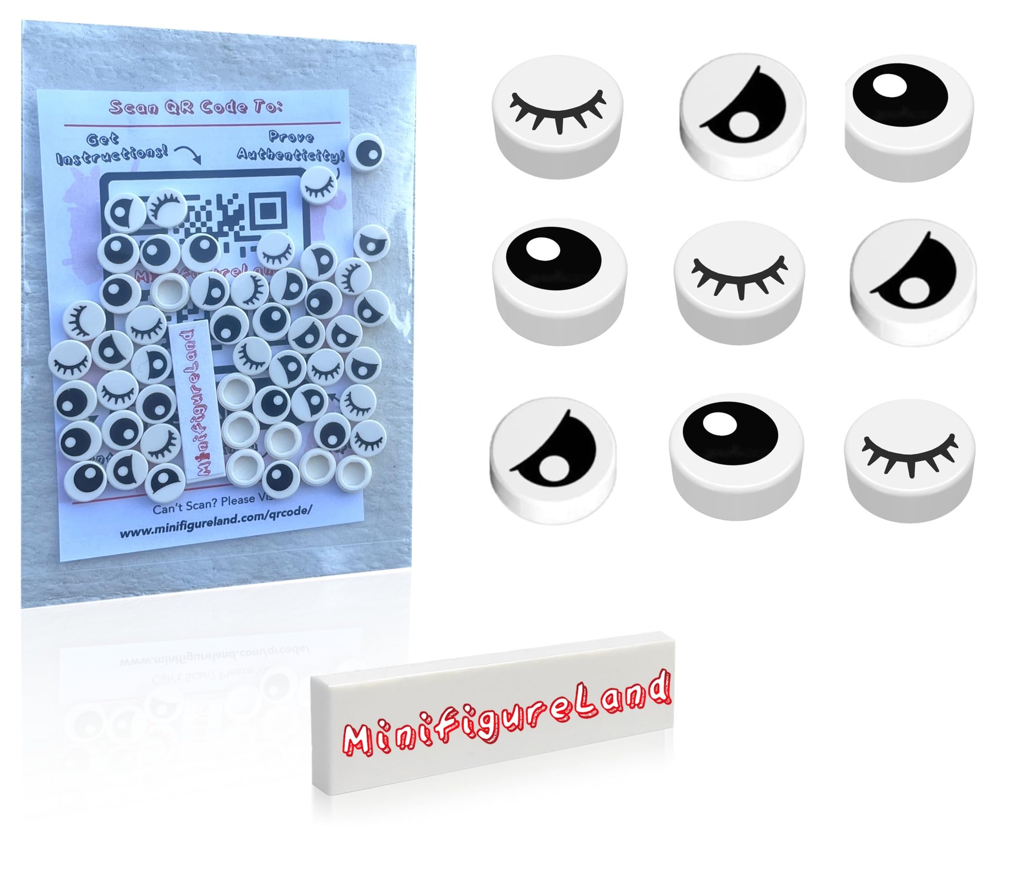 Foto 2 pulgar | Lote Mixto De Azulejos Blancos De 1 X 1 Con Ojos De Lego Parts, 50 Unidades - Venta Internacional.