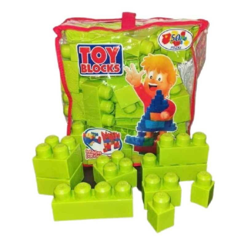 Mega Blocks Chileno, Fabuloso Bloque Armable, 50 Piezas, Color Verde Manzana - Venta Internacional.