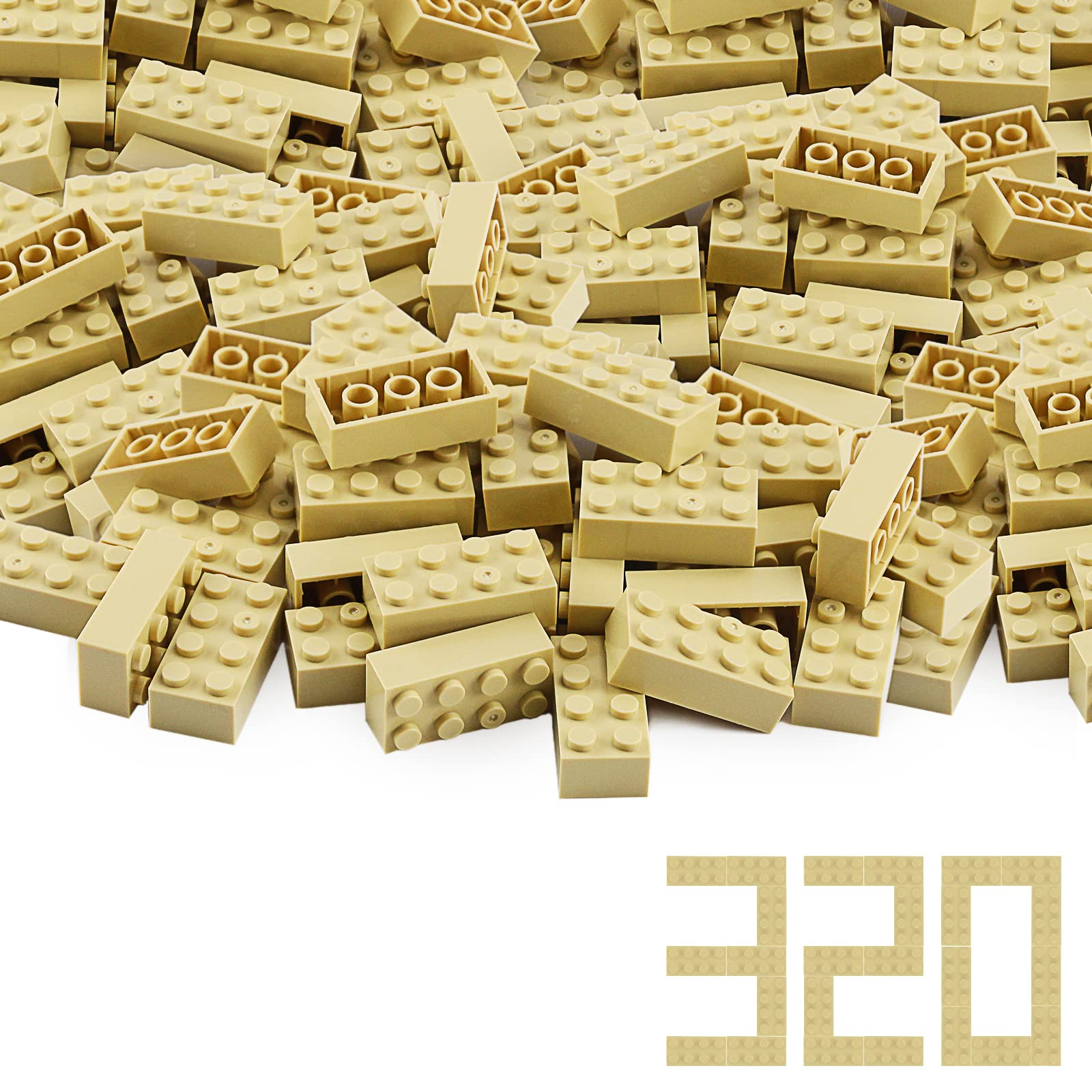 Building Bricks Feleph 2x4 Tan, 320 Piezas, Piezas Para Niños - Venta Internacional.
