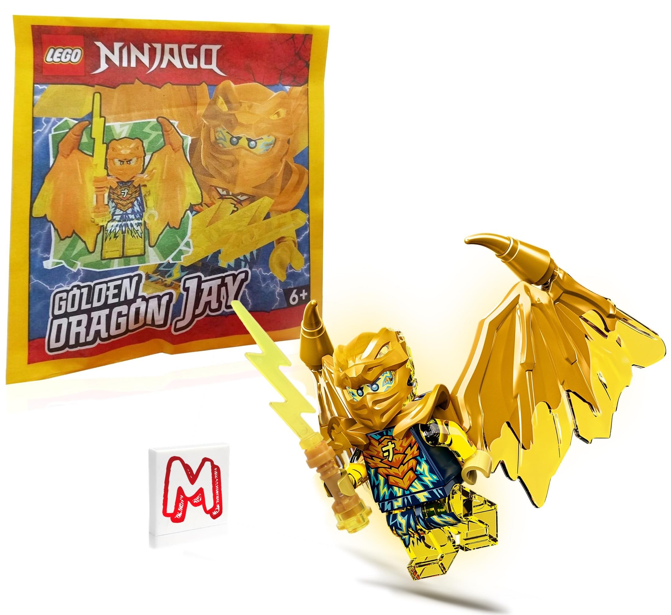 Foto 2 pulgar | Minifigura Lego Ninjago Crystalized Jay Con Dragón Dorado 717 - Venta Internacional.