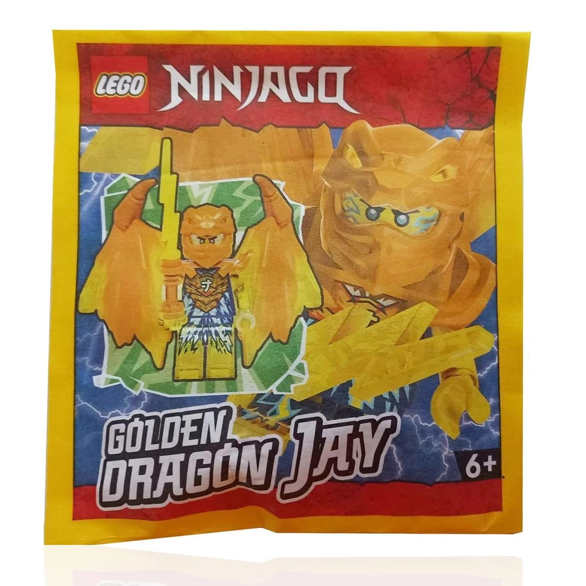 Foto 4 pulgar | Minifigura Lego Ninjago Crystalized Jay Con Dragón Dorado 717 - Venta Internacional.