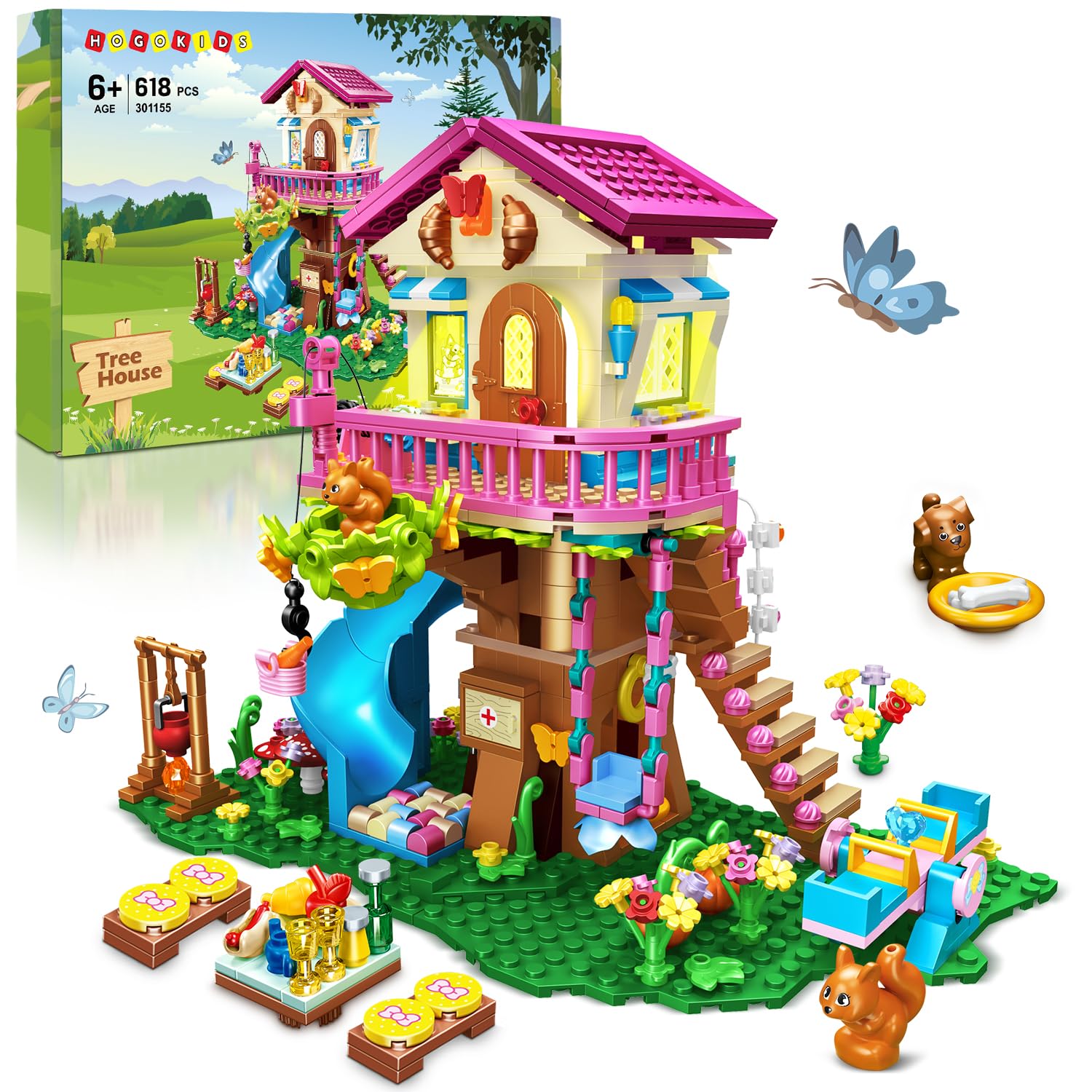 Set De Construcción Hogokids Tree House Con Luz Led, 622 Piezas, A Partir De 6 Años - Venta Internacional.