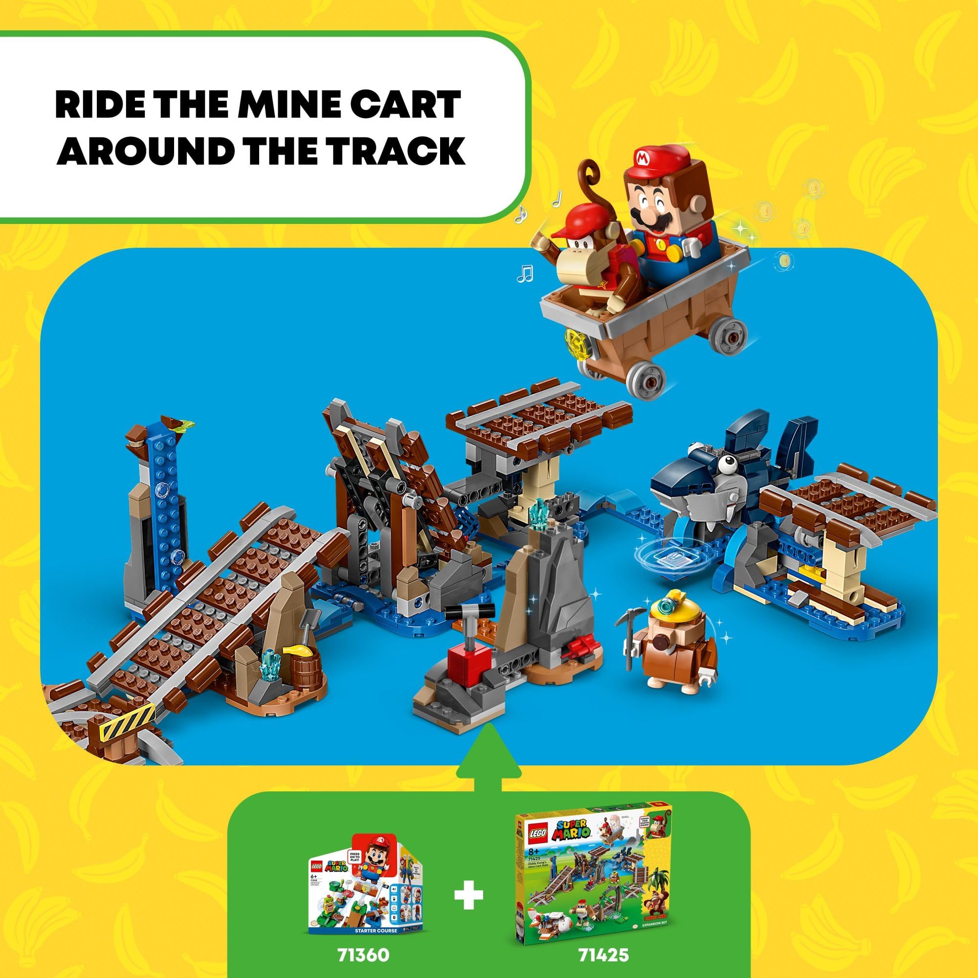 Foto 3 | Juguete De Construcción Lego Super Mario Diddy Kong's Mine Cart Ride - Venta Internacional.