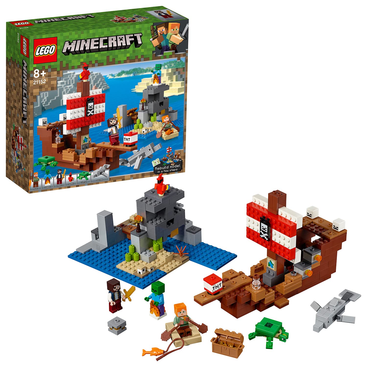 Foto 2 pulgar | Juguete Lego Minecraft Pirate Ship Adventure 21152 Con 386 Piezas - Venta Internacional.