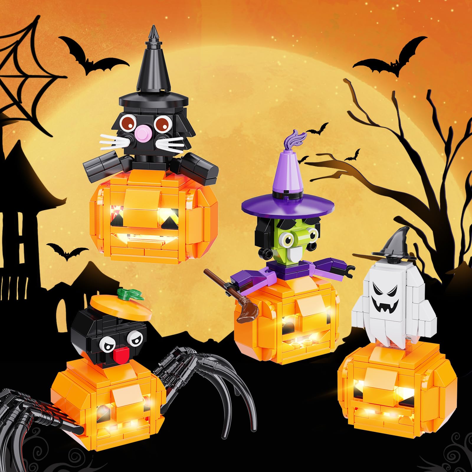 Foto 7 | Set De Construcción Vonado Halloween Pumpkin Con Led, 445 Piezas, 6-12 Años - Venta Internacional.